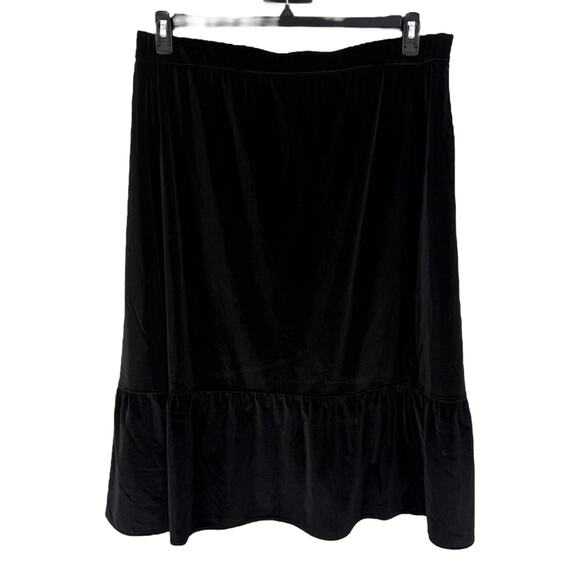 Ming Wang a line flounce velvet midi skirt black size X-Large XL - Picture 2 of 8
